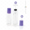 10ml Clear Glass Roller Bottle with Amethyst (Purple) Lid & Premium Stainless Steel Rollerball - 5 pack (NEW STYLE)