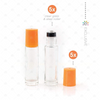 10ml Clear Glass Roller Bottle with Tangerine (Orange) Lid & Premium Stainless Steel Rollerball - 5 pack (NEW STYLE)