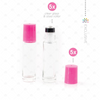 10ml Clear Glass Roller Bottle with Tutu (Pink) Lid & Premium Stainless Steel Rollerball - 5 pack (NEW STYLE)