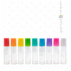 10ml Clear Roller Bottles with EOS Signature Multi-Coloured Plastic Caps and Travel Case (set of 9 bottles)