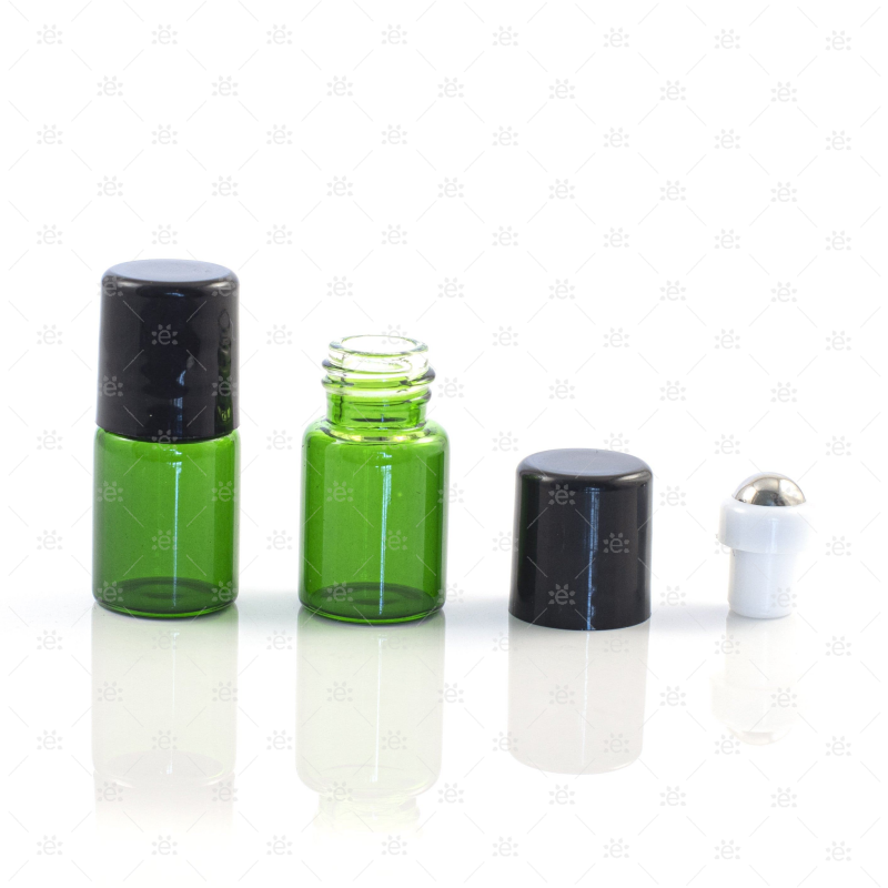 5/8 (2ml) Dram Green Roller Bottles with Stainless Steel Rollers (5 pack) Glass Roller Bottle