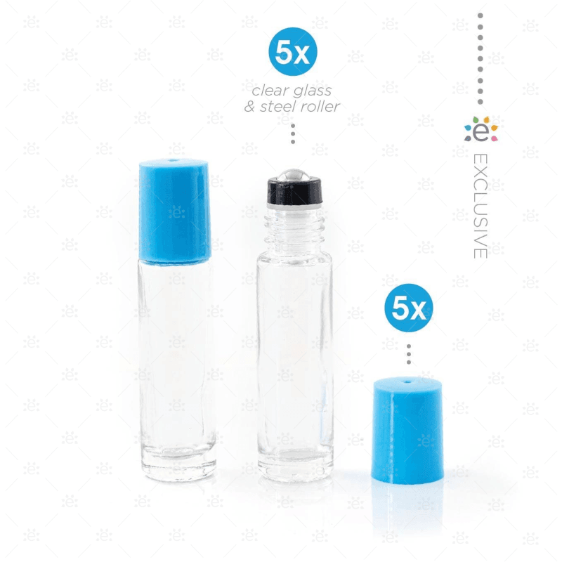 10Ml Clear Glass Roller Bottle With Astronaut (Blue) Lid & Premium Stainless Steel Rollerball - 5