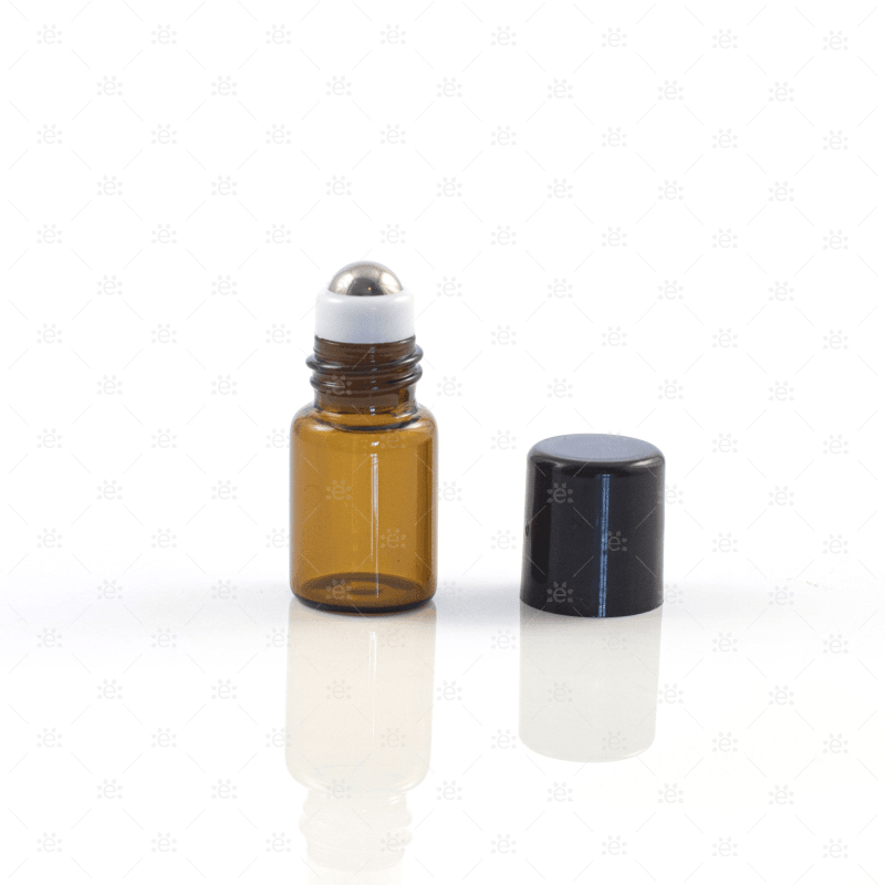 5/8 (2Ml) Dram Amber Roller Bottles With Stainless Steel Rollers (5 Pack) Glass Bottle