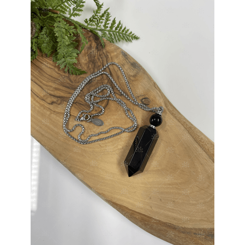 Black Agate Gemstone Vial Necklace Jewellery