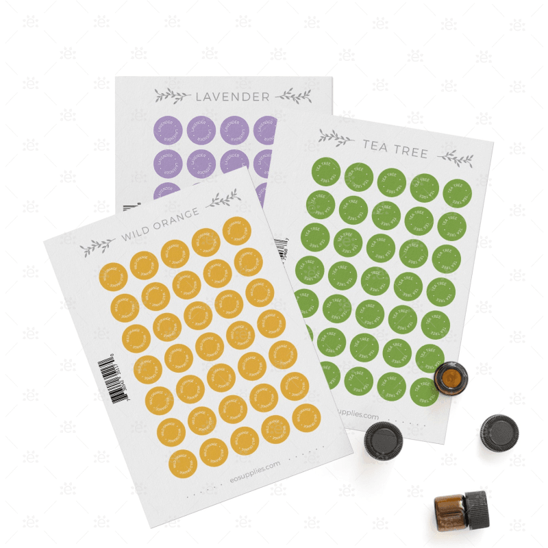 Bottle Cap Stickers:  Replacement Sheets (Doterra Single Oils) - 35 Per Sheet) Labels