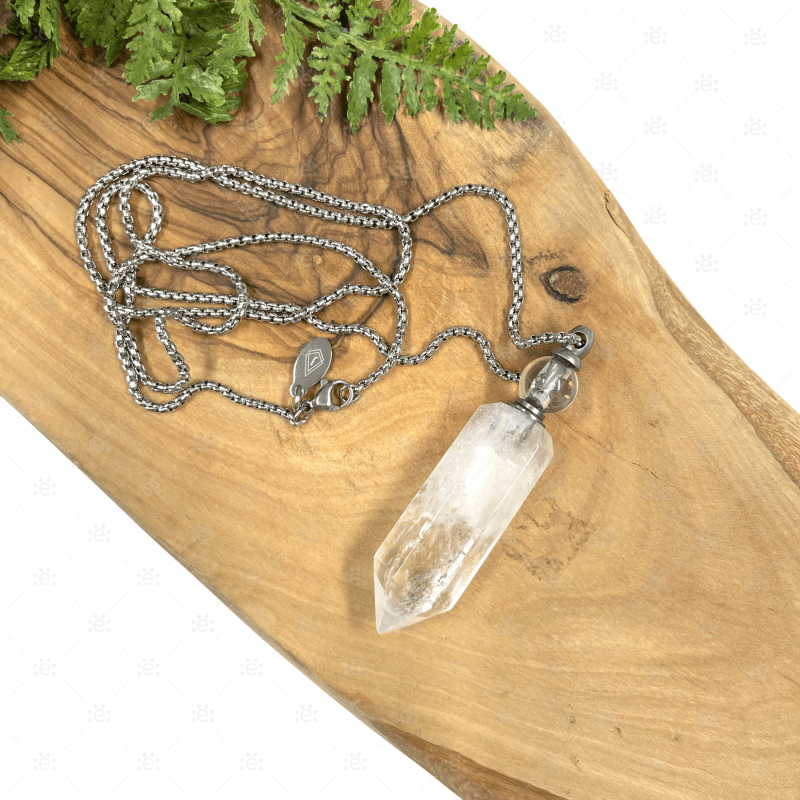 Clear Quartz Gemstone Vial Necklace Jewellery