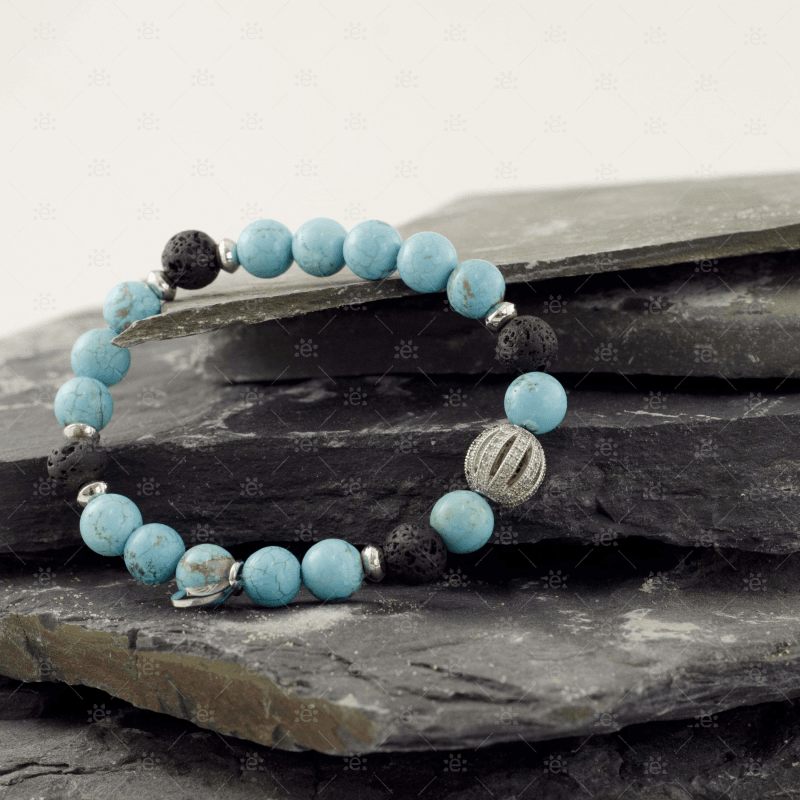 Lizzie:  Turquoise Gemstone Lava Diffuser Bracelet Jewellery
